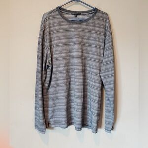 Robert Barakett Black and White Striped Long Sleeve Shirt